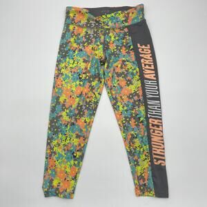 ENERGIE Leggings Bright Floral Mid Rise Athletic Capris Junior's Sz M